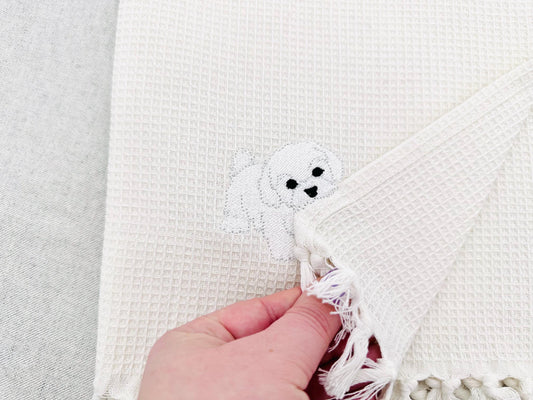 Lovely playing Bichon Frise Puppy Dog Mama kitchen dish towel pet animal kids machine embroidery designs ITH