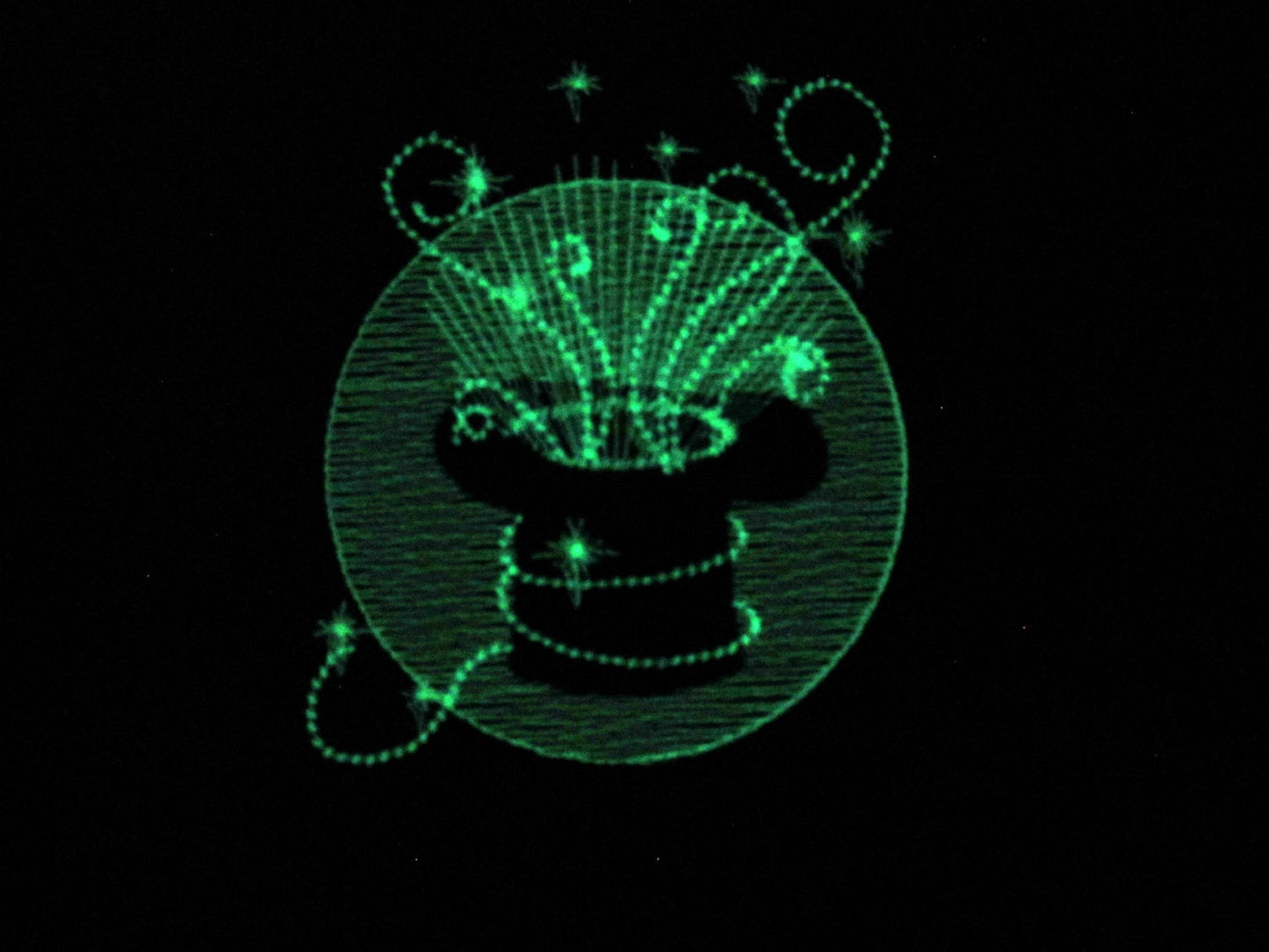 Magician Magic hat and swirls tricks sparkles, glow in the dark special machine embroidery designs