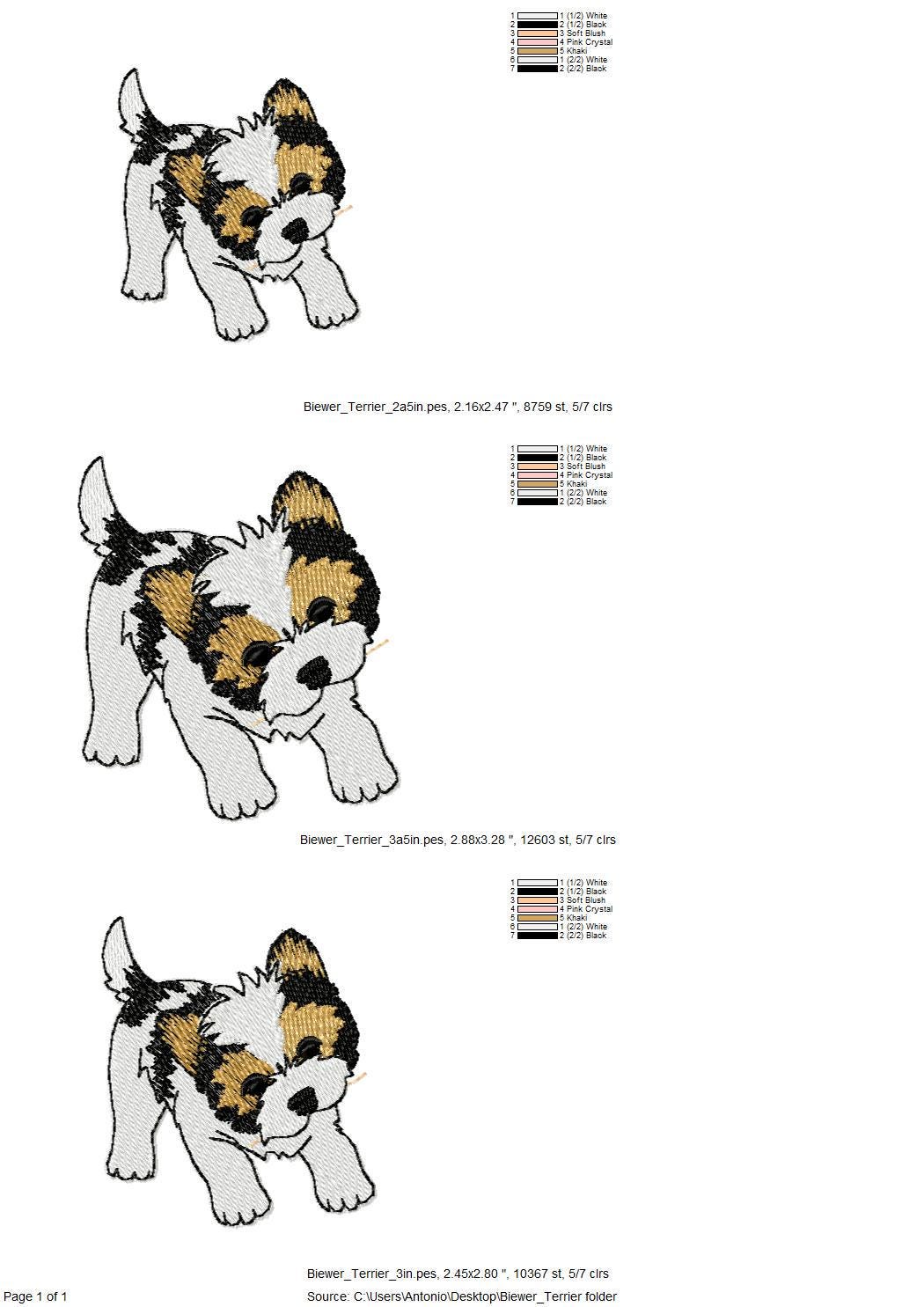 Playing Biewer Terrier Puppy Dog Mama kitchen dish towel pet animal kids machine embroidery designs ITH