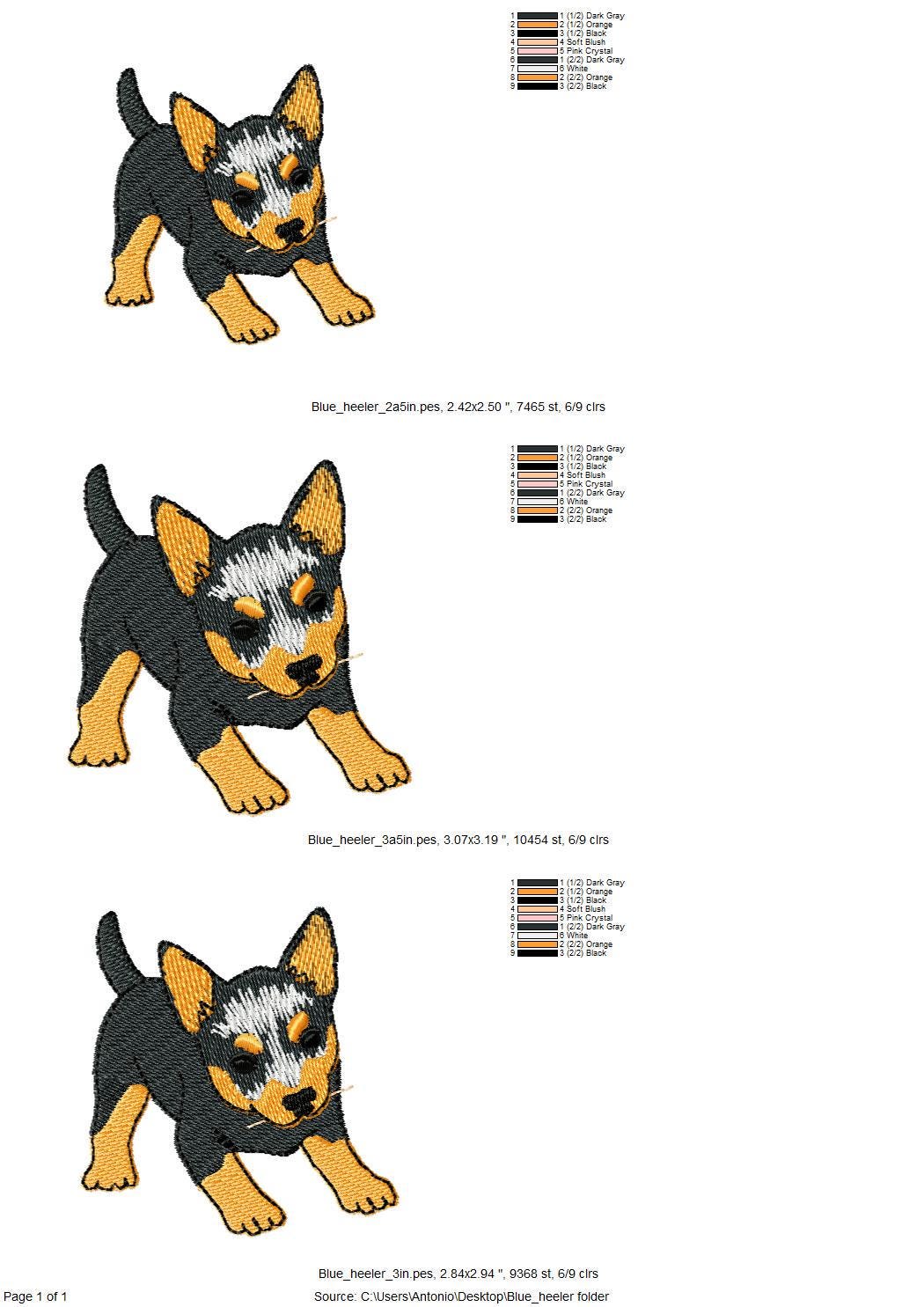 Playing Blue Heeler Puppy Dog Mama kitchen dish towel pet animal kids machine embroidery designs ITH