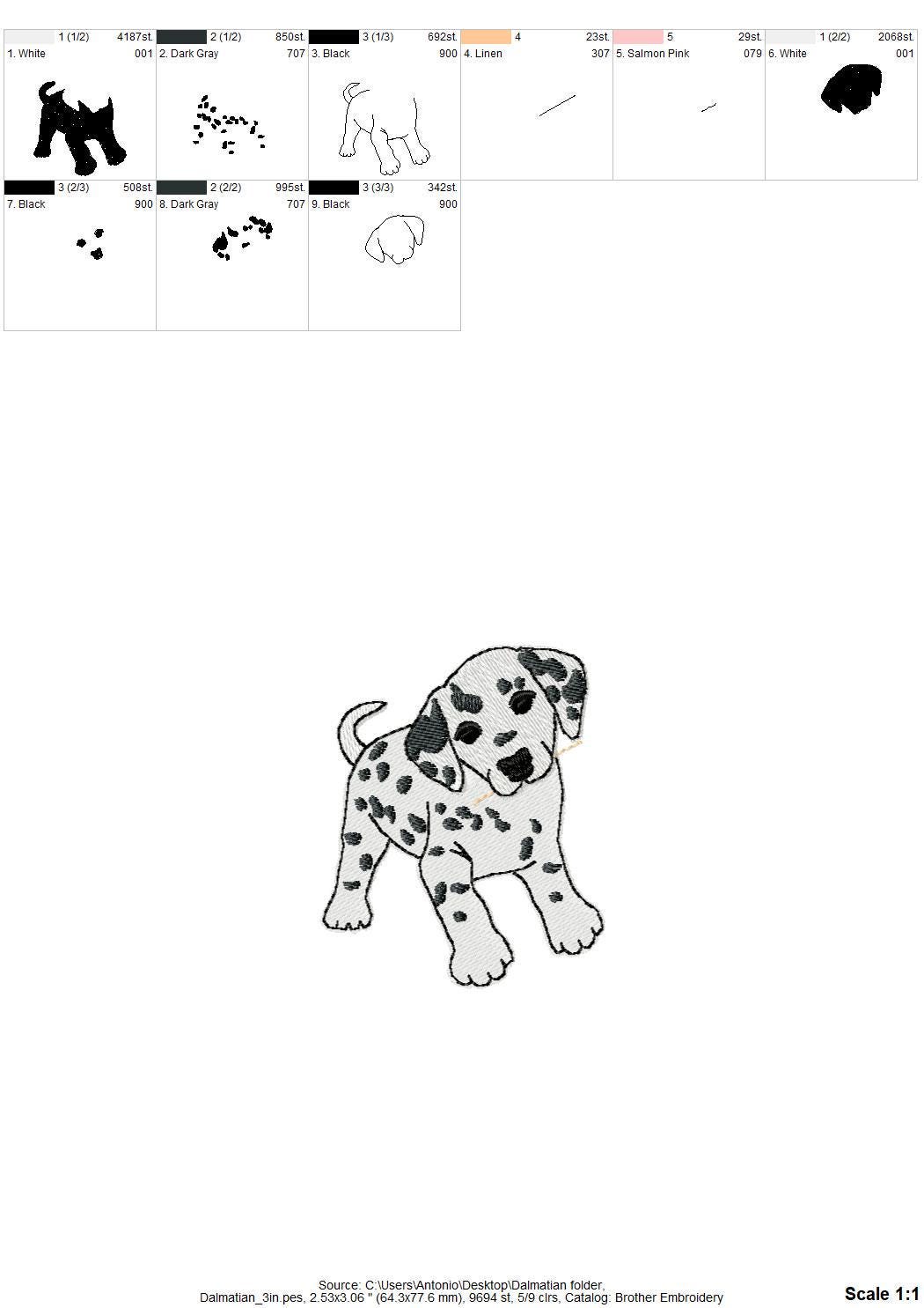 Playing Little Dalmatian Puppy Dog Mama kitchen dish towel pet animal kids machine embroidery designs ITH
