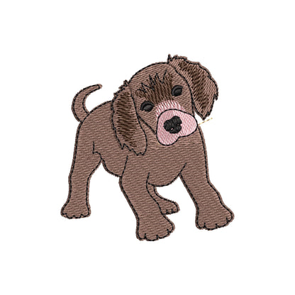 Playing little Setter Puppy Dog Mama kitchen dish towel pet animal kids machine embroidery designs ITH