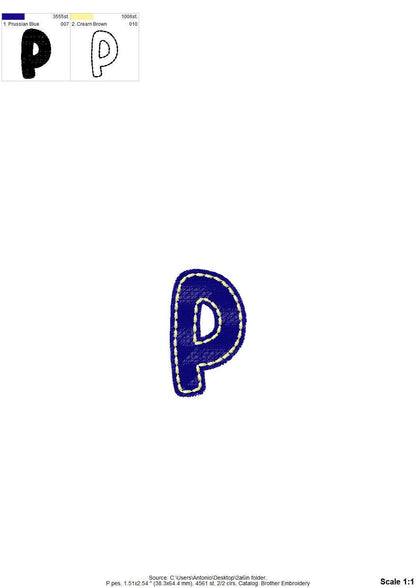 Fill stitch Melany FONT with hand-stitch look top machine embroidery designs kids fancy Alphabet