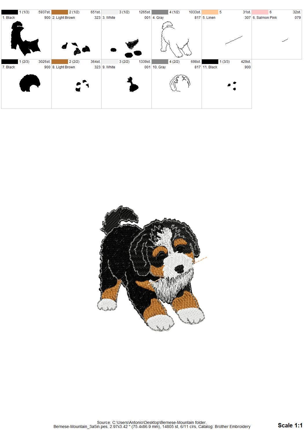 Cute Playing Bernese Mountain Puppy Dog Mama kitchen dish towel pet animal kids machine embroidery designs ITH