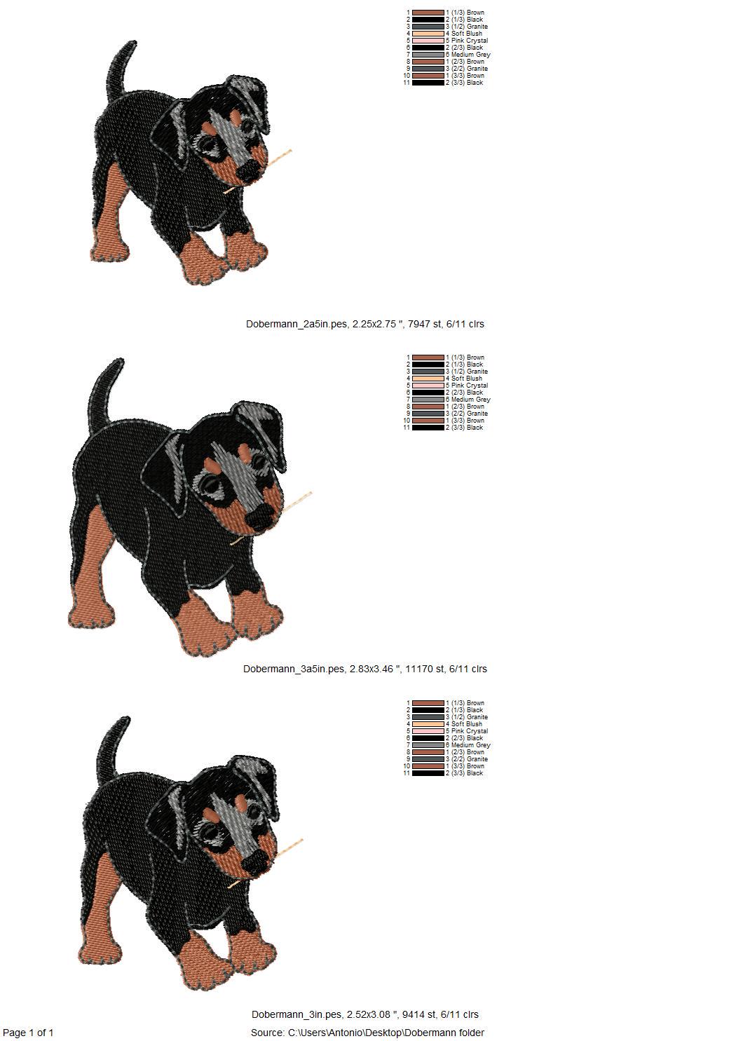 Playing Little Doberman Puppy Dog Mama kitchen dish towel pet animal kids machine embroidery designs ITH