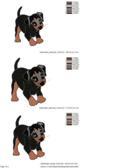 Playing Little Doberman Puppy Dog Mama kitchen dish towel pet animal kids machine embroidery designs ITH