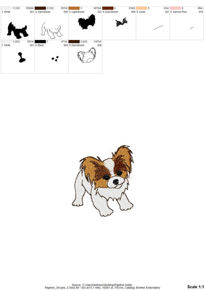 Cute Playing Little Papillon Puppy Dog Mama kitchen dish towel pet animal kids machine embroidery designs ITH