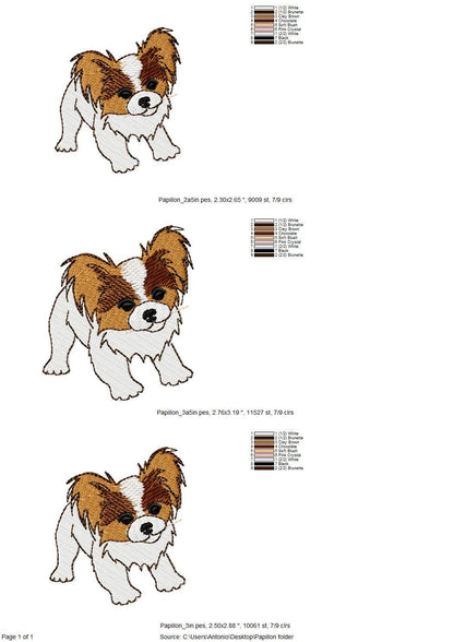 Cute Playing Little Papillon Puppy Dog Mama kitchen dish towel pet animal kids machine embroidery designs ITH