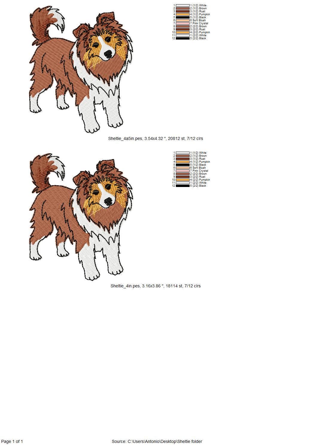 Cute Playing Sheltie Puppy Dog Shetland Sheepdog kitchen dish towel animal kids machine embroidery designs ITH