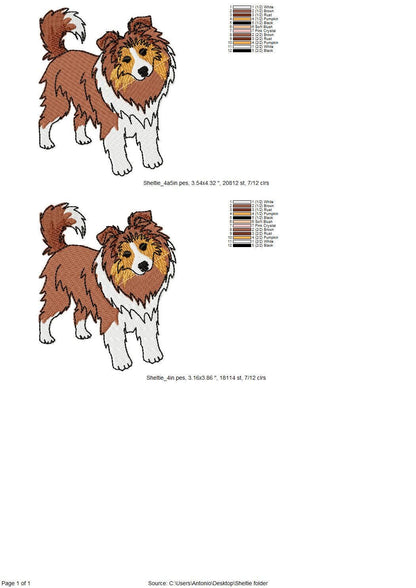 Cute Playing Sheltie Puppy Dog Shetland Sheepdog kitchen dish towel animal kids machine embroidery designs ITH