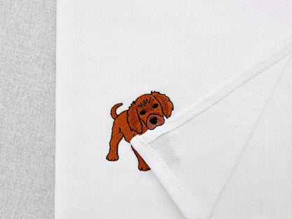 Playing little Setter Puppy Dog Mama kitchen dish towel pet animal kids machine embroidery designs ITH