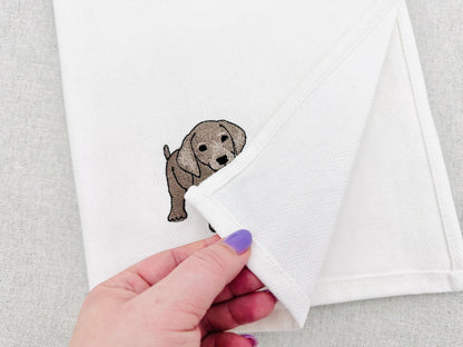Playing Weimaraner Puppy Dog Mama kitchen dish towel pet animal kids machine embroidery designs ITH