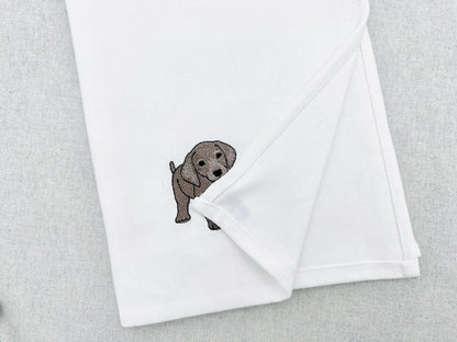 Playing Weimaraner Puppy Dog Mama kitchen dish towel pet animal kids machine embroidery designs ITH