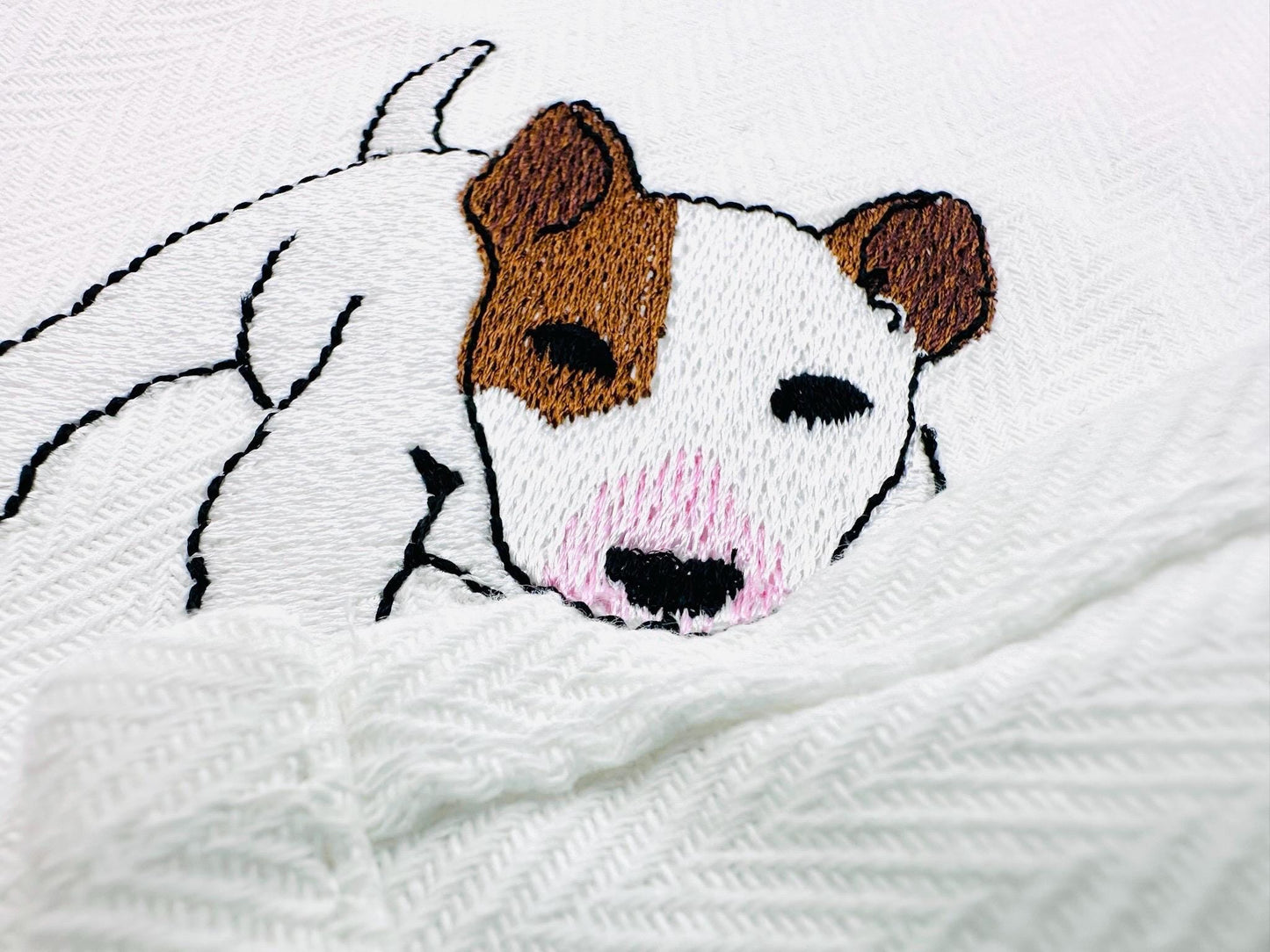 Playing Bull Terrier Puppy Dog Mama kitchen dish towel pet animal kids machine embroidery designs ITH