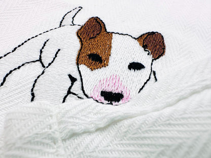 Playing Bull Terrier Puppy Dog Mama kitchen dish towel pet animal kids machine embroidery designs ITH