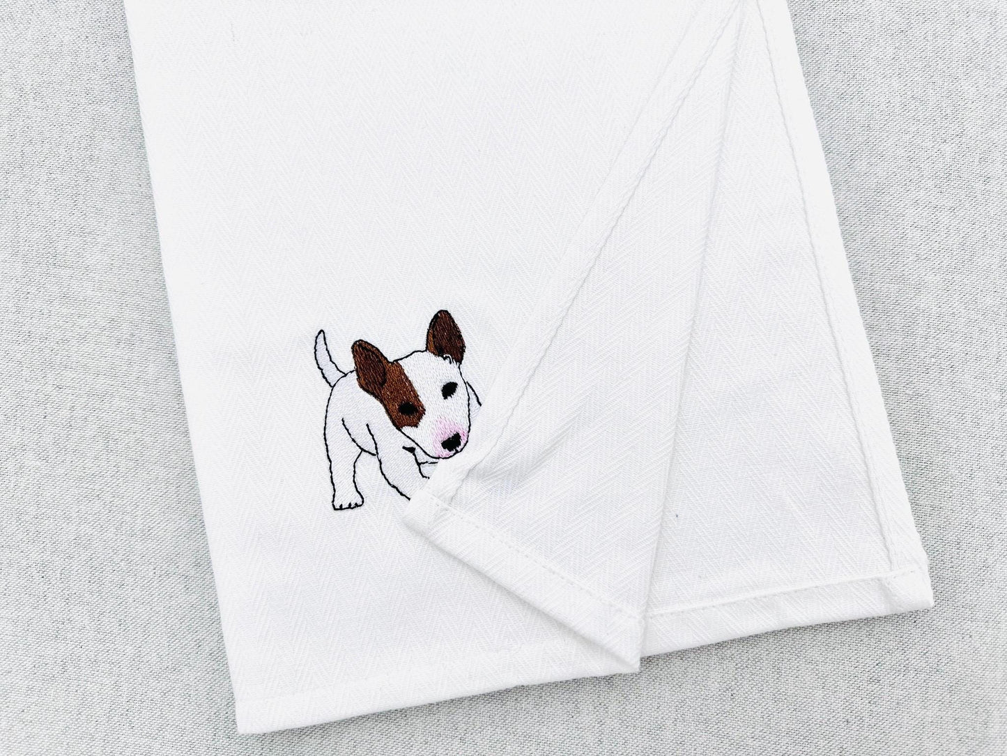 Playing Bull Terrier Puppy Dog Mama kitchen dish towel pet animal kids machine embroidery designs ITH