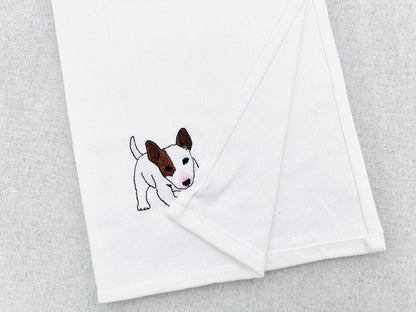 Playing Bull Terrier Puppy Dog Mama kitchen dish towel pet animal kids machine embroidery designs ITH