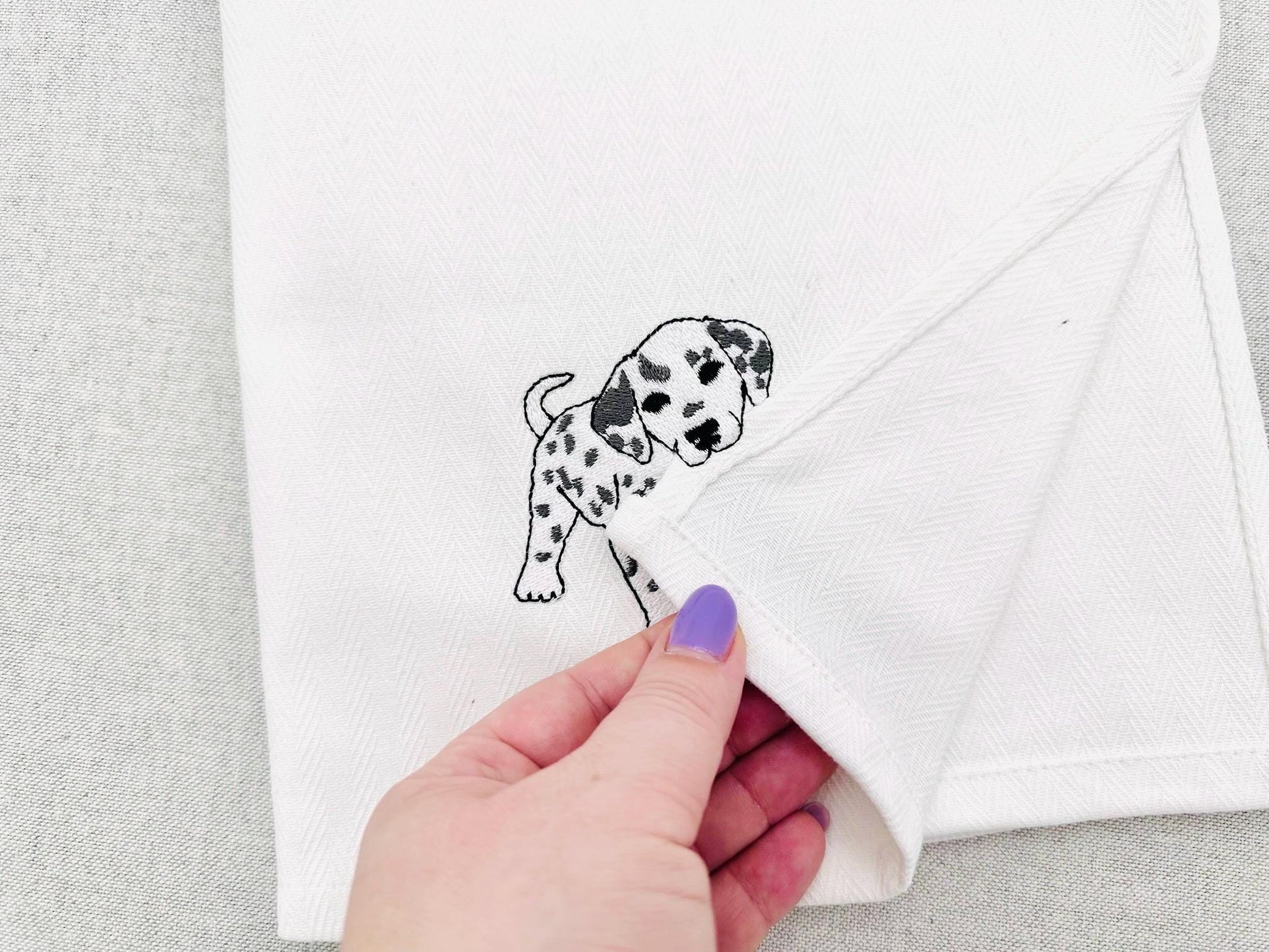 Playing Little Dalmatian Puppy Dog Mama kitchen dish towel pet animal kids machine embroidery designs ITH