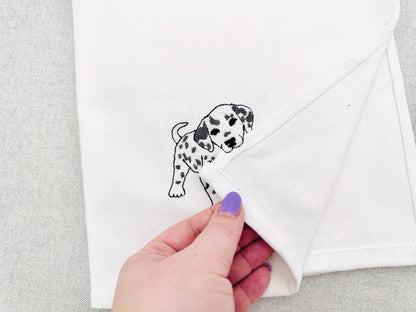 Playing Little Dalmatian Puppy Dog Mama kitchen dish towel pet animal kids machine embroidery designs ITH