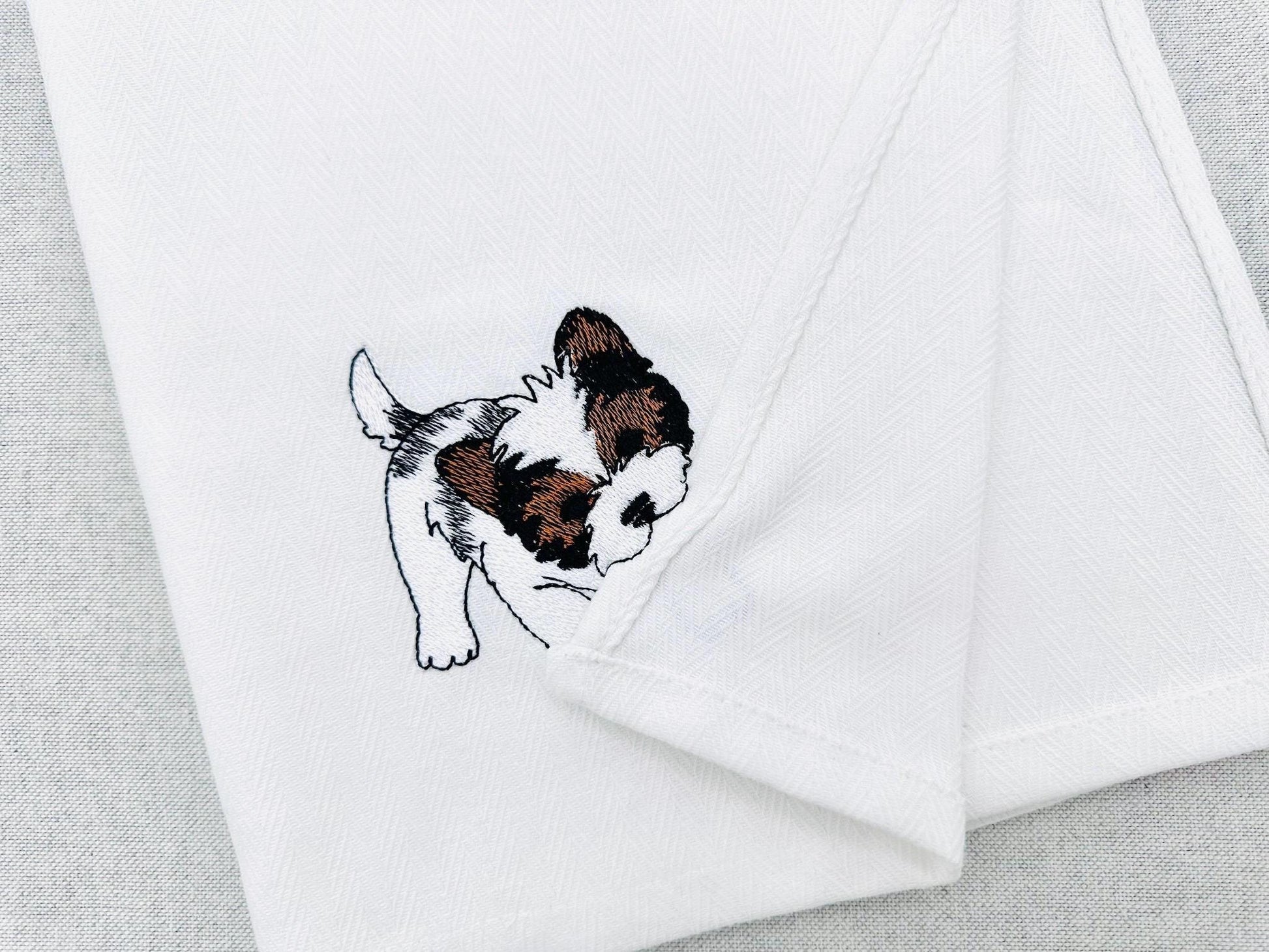 Playing Biewer Terrier Puppy Dog Mama kitchen dish towel pet animal kids machine embroidery designs ITH