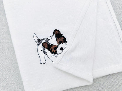 Playing Biewer Terrier Puppy Dog Mama kitchen dish towel pet animal kids machine embroidery designs ITH