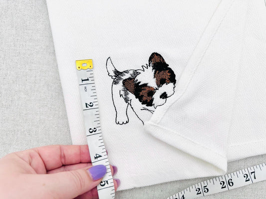 Playing Biewer Terrier Puppy Dog Mama kitchen dish towel pet animal kids machine embroidery designs ITH