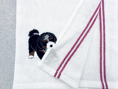 Cute Playing Bernese Mountain Puppy Dog Mama kitchen dish towel pet animal kids machine embroidery designs ITH