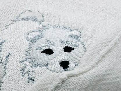 Cute Playing Little Samoyed Puppy Dog Mama kitchen dish towel pet animal kids machine embroidery designs ITH