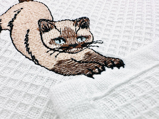 Lovely Scratching Siamese Cat Kitty Mama kitchen dish towel pet animal kids machine embroidery designs ITH