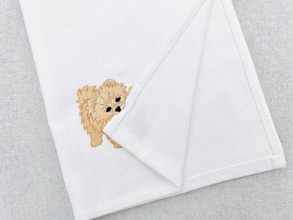 Playing little Spitz Puppy Dog Mama kitchen dish towel pet animal kids machine embroidery designs ITH