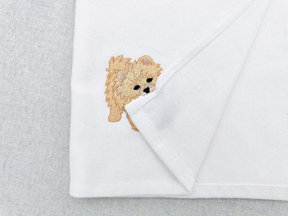 Playing little Spitz Puppy Dog Mama kitchen dish towel pet animal kids machine embroidery designs ITH
