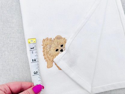 Playing little Spitz Puppy Dog Mama kitchen dish towel pet animal kids machine embroidery designs ITH