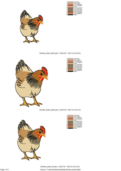 Cute Playing Chicken Animal Thief kitchen dish towel Farm bird Chicken Mama machine embroidery designs ITH