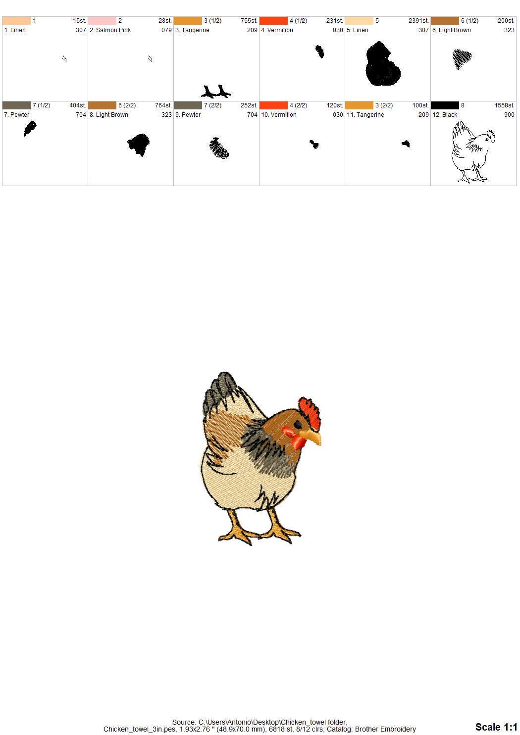 Cute Playing Chicken Animal Thief kitchen dish towel Farm bird Chicken Mama machine embroidery designs ITH