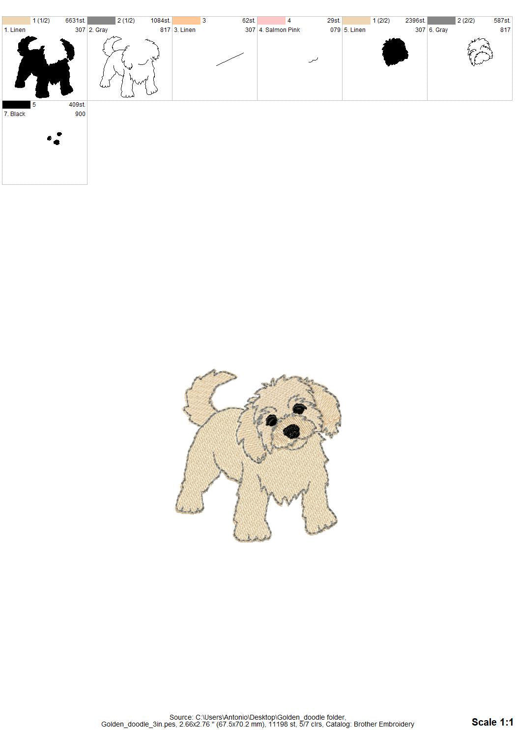 Playing Little Golden Doodle Puppy Dog Mama kitchen dish towel animal kids machine embroidery designs ITH