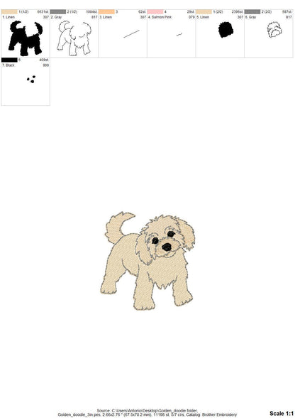 Playing Little Golden Doodle Puppy Dog Mama kitchen dish towel animal kids machine embroidery designs ITH