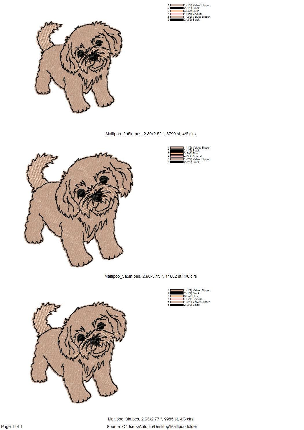 Playing Little Maltipoo Puppy Dog Mama kitchen dish towel animal pet thief machine embroidery designs ITH