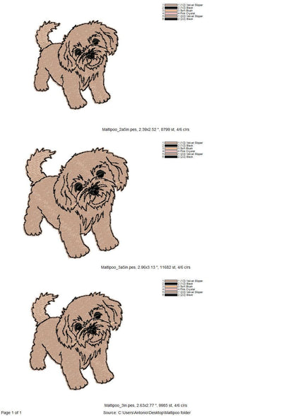 Playing Little Maltipoo Puppy Dog Mama kitchen dish towel animal pet thief machine embroidery designs ITH