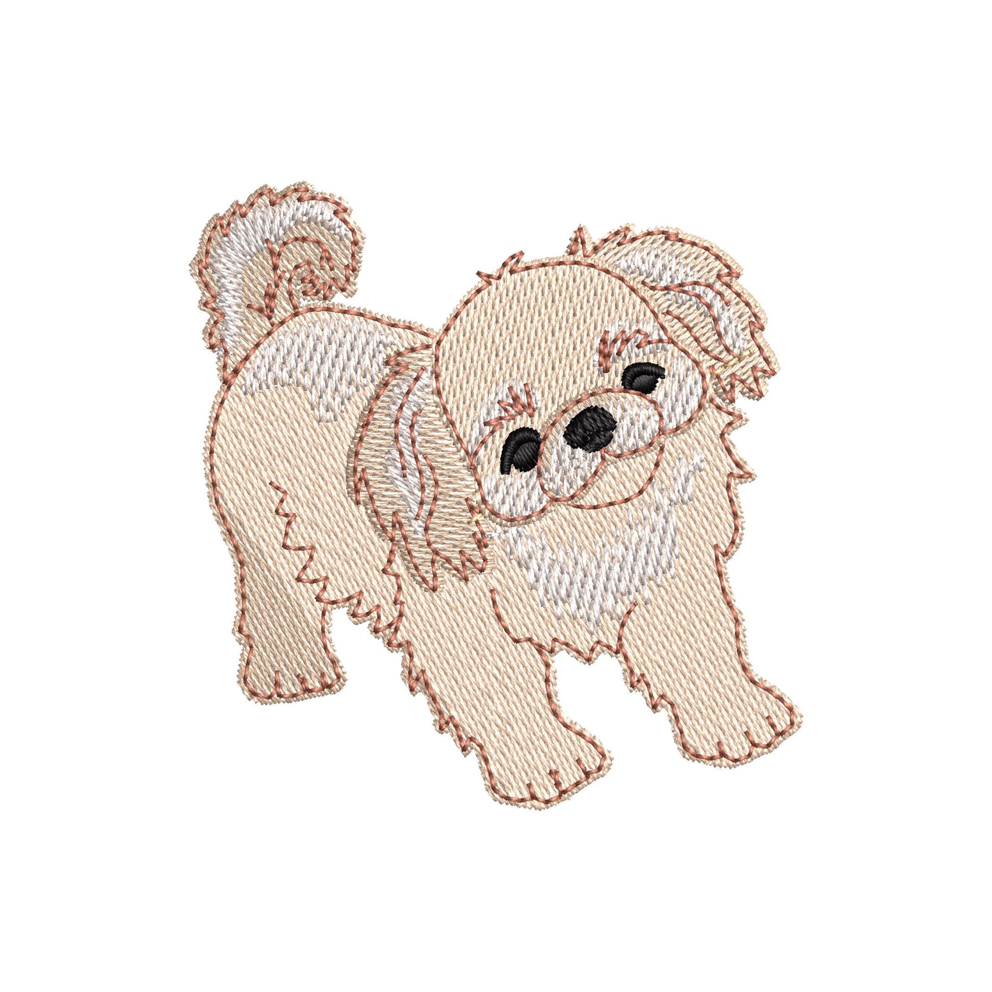 Lovely Playing Little Pekingese Puppy Dog Mama kitchen dish towel animal pet thief machine embroidery designs ITH