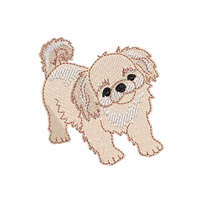 Lovely Playing Little Pekingese Puppy Dog Mama kitchen dish towel animal pet thief machine embroidery designs ITH