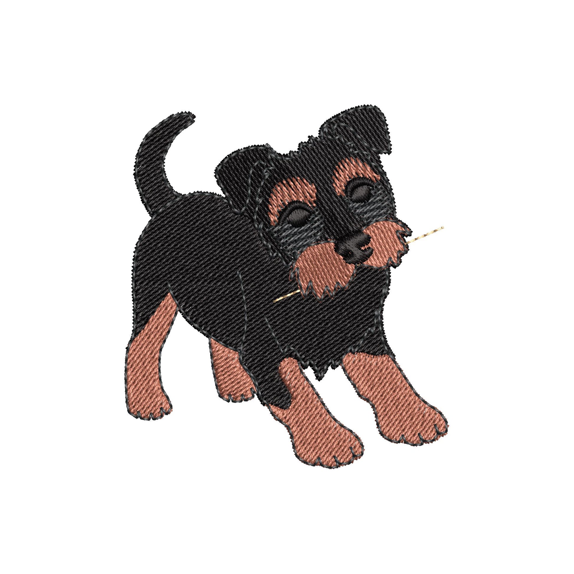 Playing wirehaired German Terrier Puppy Dog kitchen dish towel animal machine embroidery designs ITH