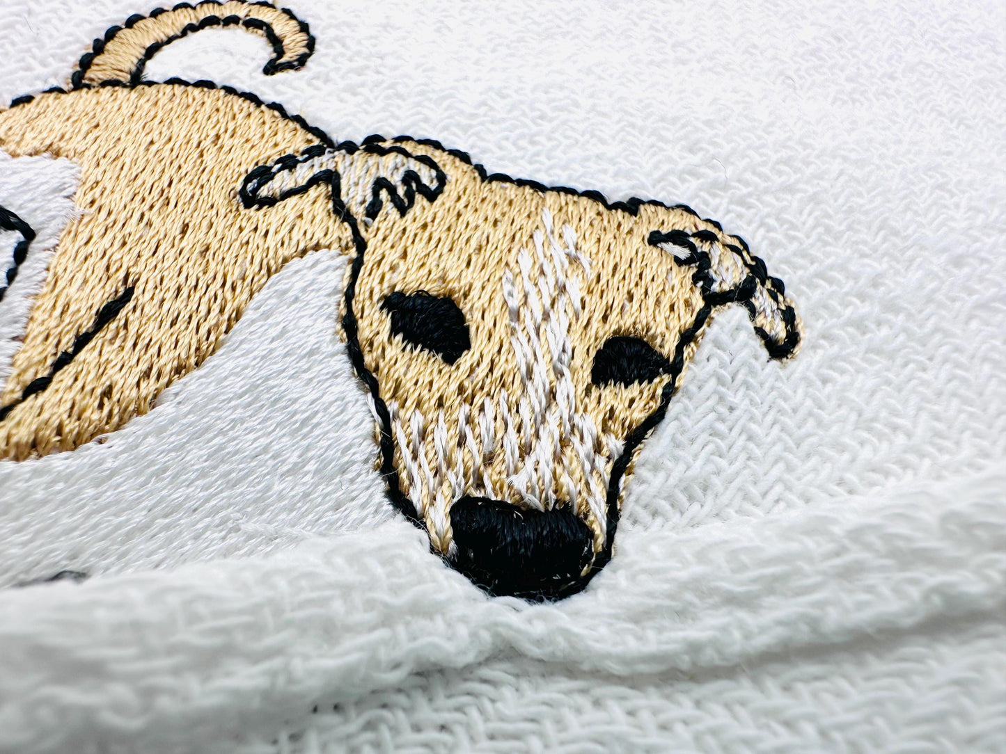 Cute Playing Little Greyhound Puppy Dog Mama kitchen dish towel animal thief kids machine embroidery designs ITH