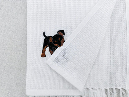 Playing Miniature Pinscher Puppy Dog Mama kitchen dish towel pet animal thief machine embroidery designs ITH