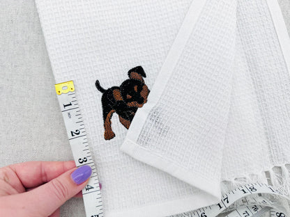Playing Miniature Pinscher Puppy Dog Mama kitchen dish towel pet animal thief machine embroidery designs ITH