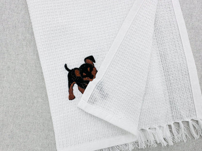 Playing Miniature Pinscher Puppy Dog Mama kitchen dish towel pet animal thief machine embroidery designs ITH