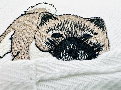 Playing American Akita Puppy Dog Mama kitchen dish towel pet animal machine embroidery designs ITH