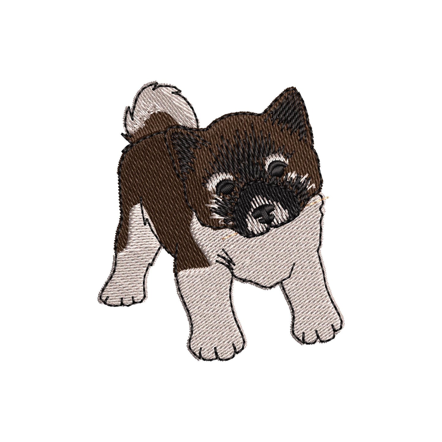 Playing American Akita Puppy Dog Mama kitchen dish towel pet animal machine embroidery designs ITH