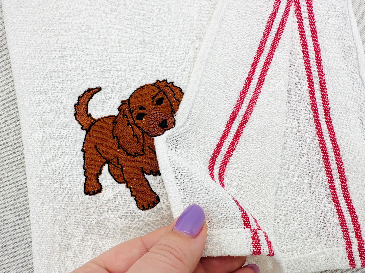 Playing long haired Dachshund Puppy Dog kitchen dish towel animal machine embroidery designs ITH