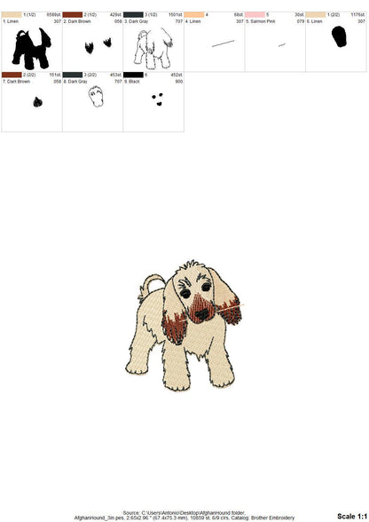 Playing Afghan Hound Puppy Dog Mama kitchen dish towel pet animal machine embroidery designs ITH
