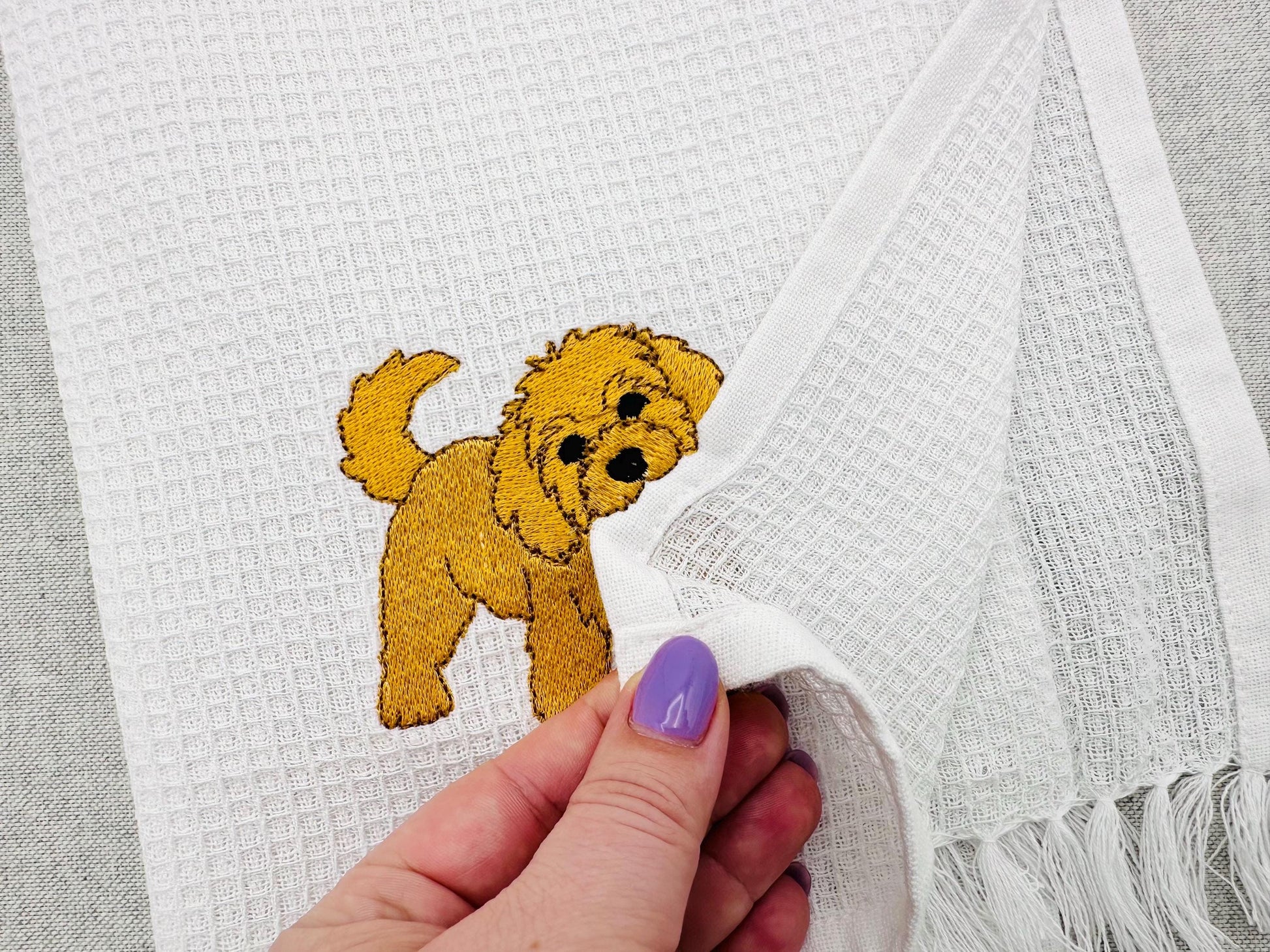 Playing Little Golden Doodle Puppy Dog Mama kitchen dish towel animal kids machine embroidery designs ITH